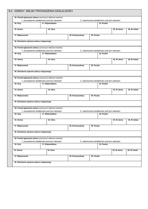NIP-8 (1)-B.4 (archiwalny) Załącznik do NIP-8: Adresy miejsc prowadzenia działalności