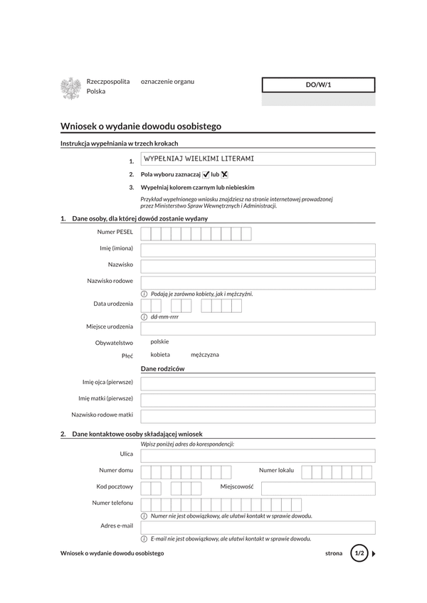 WoDO (archiwalny) Wniosek o wydanie dowodu osobistego