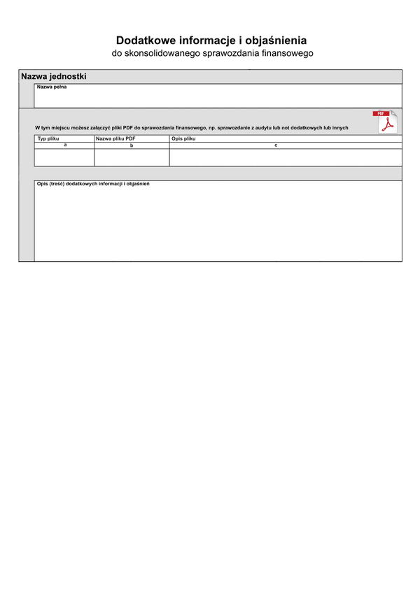 SFJGKZ DInfo (archiwalny) Dodatkowe informacje i objaśnienia oraz nota podatkowa - informacja dodatkowa dotycząca podatku dochodowego - do skonsolidowanego sprawozdania grup kapitałowych w złotych - z wysyłką JPK_