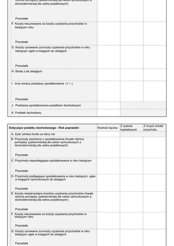 SFJINZ DInfo (v.1-2) Nota podatkowa - Informacja dodatkowa dotycząca podatku dochodowego w złotych - z wysyłką pliku xml JPK_SF 