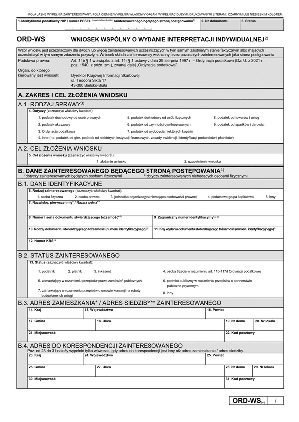 ORD-WS (4) (archiwalny) Wniosek wspólny o wydanie interpretacji indywidualnej