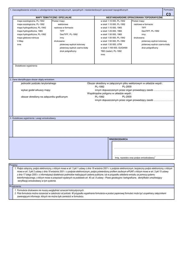 WUMP C3 (archiwalny) Wniosek o udostępnienie materiałów centralnego zasobu geodezyjnego i kartograficznego