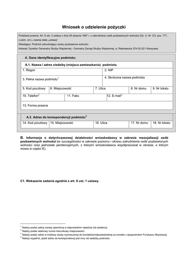 WoUP Wniosek o udzielenie pożyczki