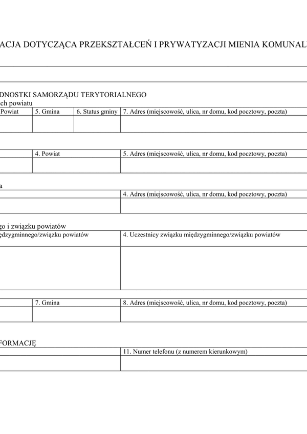 IDPP Informacja dotycząca przekształceń i prywatyzacji mienia komunalnego