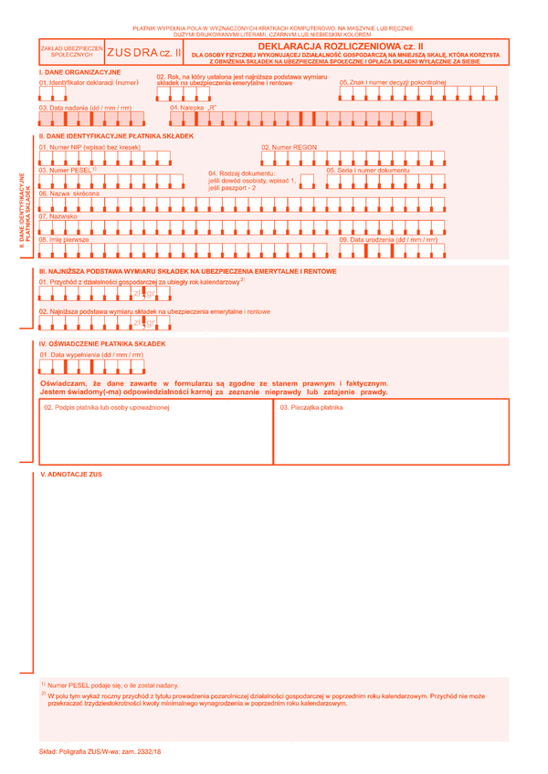 ZUS DRA cz.II (archiwalny) Deklaracja rozliczeniowa cz. II