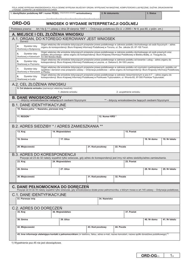 ORD-OG (1) (archiwalny) Wniosek o wydanie interpretacji ogólnej