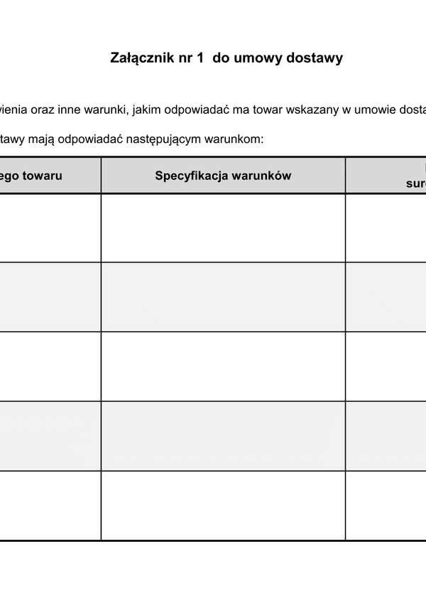 UMD-zal1 Załącznik nr 1 do umowy dostawy