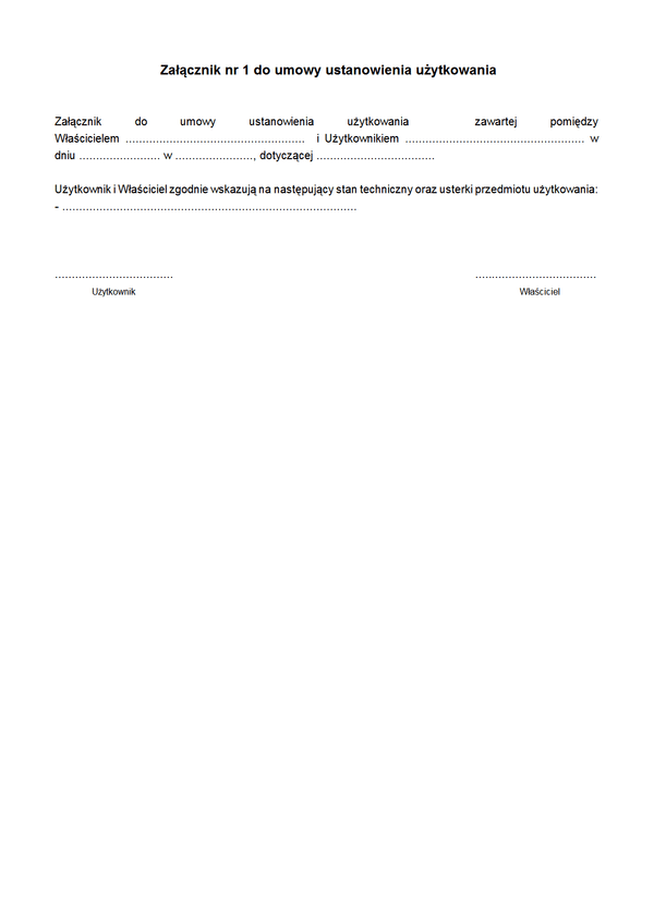 UUŻ - zal1  Załącznik nr 1 do umowy ustanowienia użytkowania
