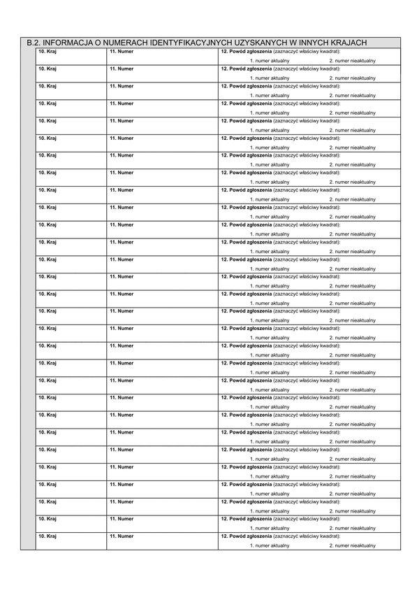 NIP-8 (1)-B.2 (archiwalny) Załącznik do NIP-8: Informacja o numerach identyfikacyjnych uzyskanych w innych krajach