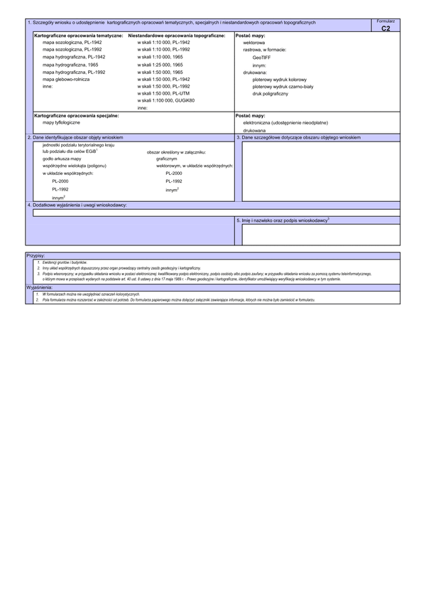 WUMP C2 Wniosek o udostępnienie materiałów centralnego zasobu geodezyjnego i kartograficznego