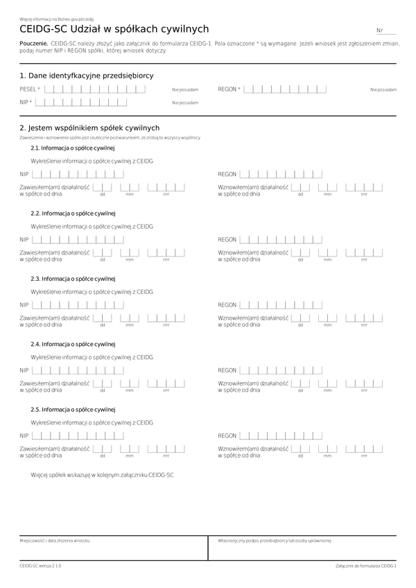 CEIDG-SC (2.1) Udział w spółkach cywilnych