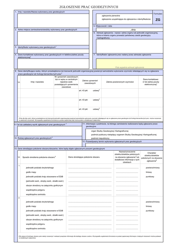 GEO ZG (archiwalny) Zgłoszenie prac geodezyjnych