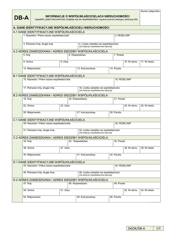 DB-A Informacje o współwłaścicielach nieruchomości