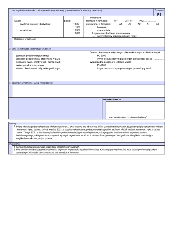 WUMP P3 (archiwalny) Wniosek o udostępnienie materiałów powiatowego zasobu geodezyjnego i kartograficznego