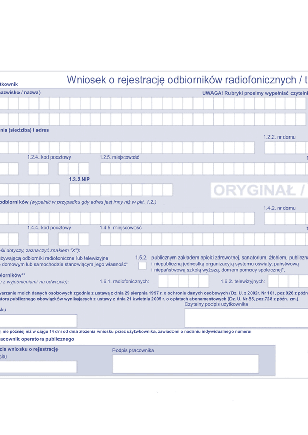 WoRORT (archiwalny) Wniosek o rejestrację odbiorników radiofonicznych/telewizyjnych