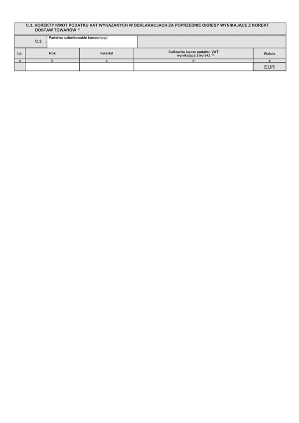 VIN-DO (OSS) zał. C.3 Deklaracja dla rozliczenia podatku VAT w zakresie procedury unijnej