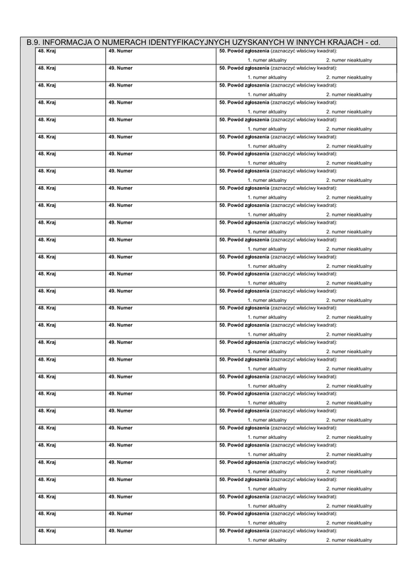 NIP-2 (9) - NI (archiwalny) Załącznik do NIP-2: Informacja o numerach identyfikacyjnych uzyskanych w innych krajach