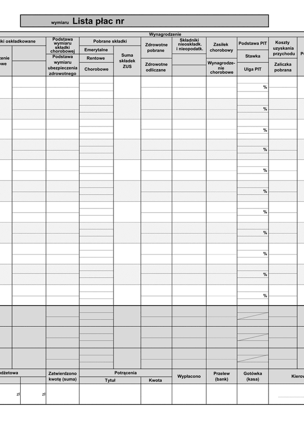 WLP (archiwalny) (od 2018) Wieloosobowa / zbiorcza lista płac (umowa o pracę)