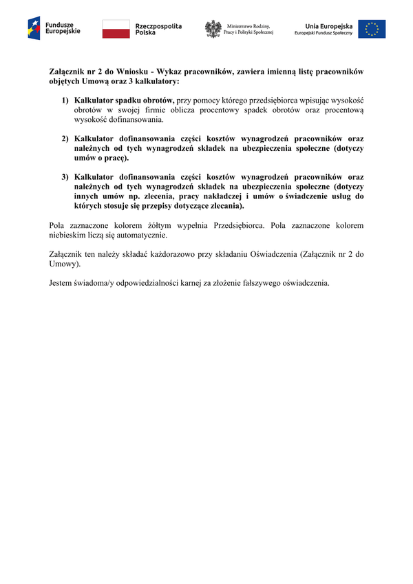 PSZ-DKWP prac (archiwalny) Wykaz pracowników -  załącznik do wniosku o wypłatę świadczeń na rzecz ochrony miejsc pracy ze środków Funduszu Gwarantowanych Świadczeń Pracowniczych