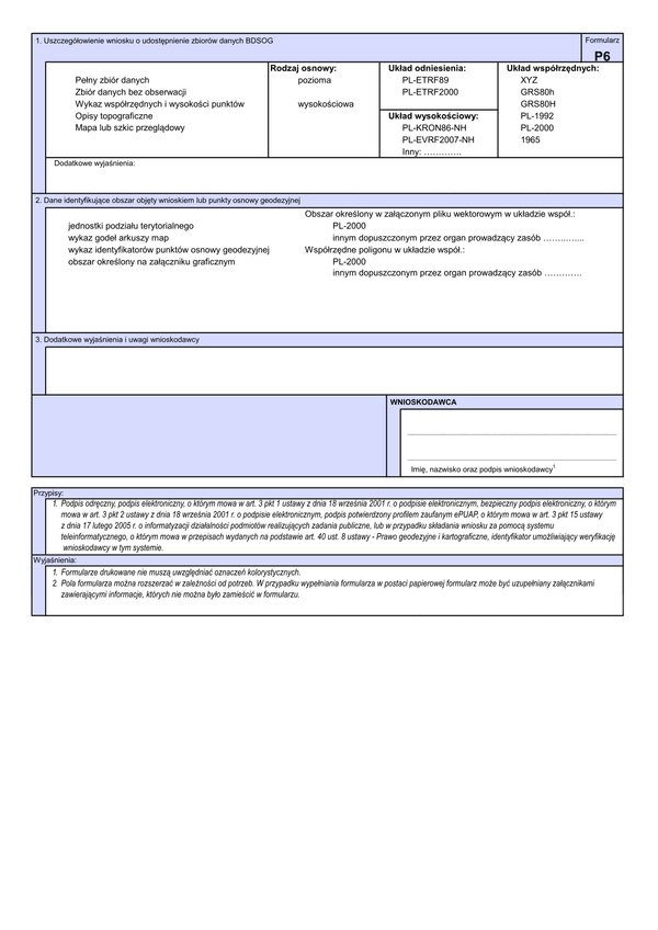 WUMP P6 (archiwalny) Wniosek o udostępnienie materiałów powiatowego zasobu geodezyjnego i kartograficznego