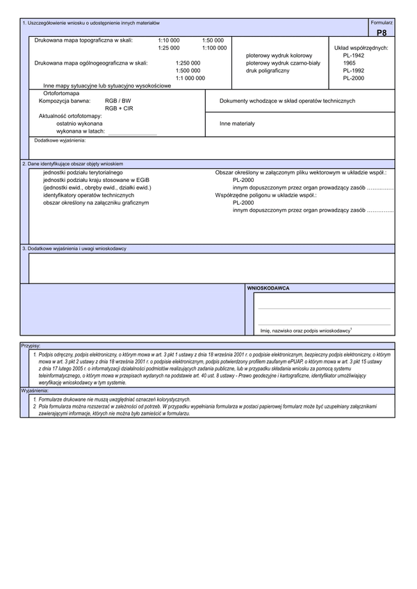 WUMP P8 (archiwalny) Wniosek o udostępnienie materiałów powiatowego zasobu geodezyjnego i kartograficznego