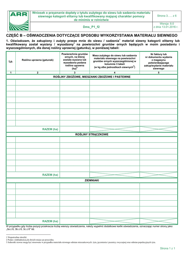 Dms_P1_f2 - str 3 (archiwalny) Oświadczenie dotyczące sposobu wykorzystania materiału siewnego